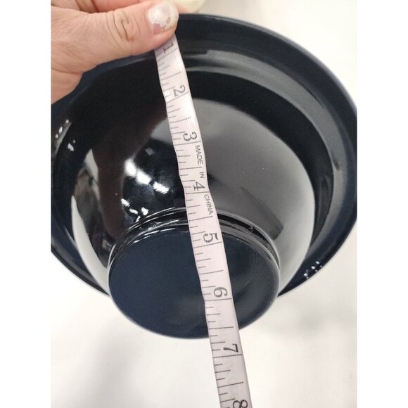 Vintage Black Depression Glass Round Serving Bowl Waterfall Edge Centerpiece MCM - Picture 6 of 6